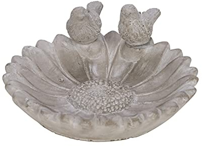 ETC originelle dekorative runde Vogeltränke Vogelbad oder Pflanzschale in Blütenform mit 2 Vögelchen (klein ca. 20,5 cm Durcmesser)