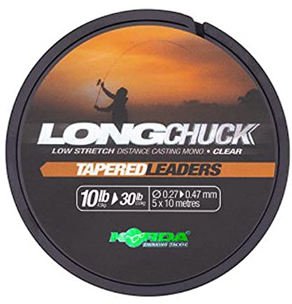 Korda Long Chuck Tapered Leaders, Schlagschnur für Weitwürfe, Konische Schlagschnur, hohe Abriebfestigkeit, extrem dehnungsarm, pro Spule