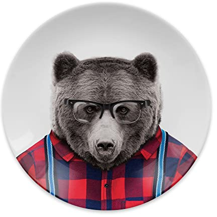 Mustard Wild Dining Bear Plate