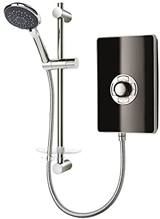 Triton Style 3 Electric Shower - Aspirante (Black Gloss, 8.5kW) | 8.5kW, Limescale-reducing phased shutdown, soft touch buttons, Slim design, A-rated energy efficient, 2-year guarantee