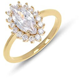 2Colors Bague Marquise plaqué Or Cubic Zirconia Centrale et Cubic Zirconia - 50