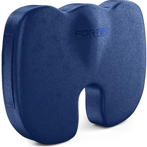 FORTEM Coussin Chaise, Coussin de Chaise de Bureau, Coussin Voiture, Coussin Orthopédique pour Coccyx, Coussin Coccyx en Mousse à Mémoire de Forme pour Chaise de Bureau, Housse Lavable