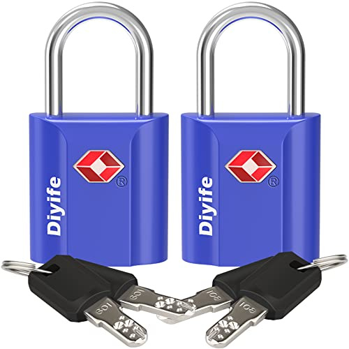 Diyife TSA Gepäckschlösser, Kofferschloss [2 Stück 4 Schlüssel, Blau] | Schlüsselschloss Sicherheitsschloss Reiseschloss für Reisekoffer Koffer Gepäcktasche Etui etc.