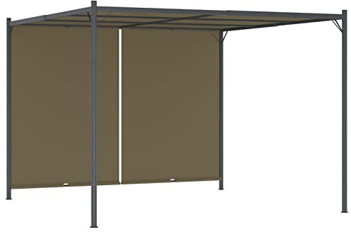 Camerina Gartenpergola mit Ausziehbarem Dach 3x3 m Taupe 180 g/m² Freistehend Auto-Pergola Grillpavillon