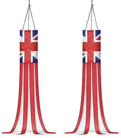 Showudesigns UK Flags Windsock Patriotic Decorations Outdoor Hanging Windsocks for Porch,Garden,Yard,Patio Union Jack Flag Decor Wind Sock Blue and Red