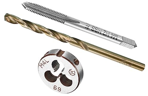 CoCud Metrisches Gewindebohrer und Matrize und Bohrer Bit Set M4 x 0.7 Matrize Gewinde 3.3mm Bohrer Durchmesser Linke Hand Maschinenschraube Werkzeug - (für Gewindeschneiden Reparatur)