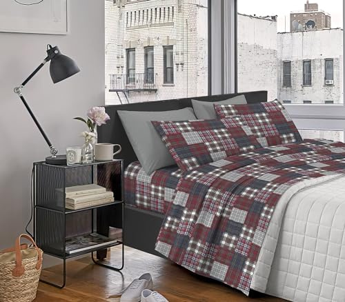 IlGruppone Completo Letto Lenzuola, parure, Flanella Calda e Morbida,Made in Italy Anti Pilling Felpato Flanellato -1 Piazza- Tirolo514