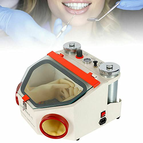 Kaichenyt Cabina sabbiatrice, Dental Lab sabbiatrice 220 V Dental Lab sabbiatrice a doppio perno con finestrella, tecnica dentale, lucidatura dentale