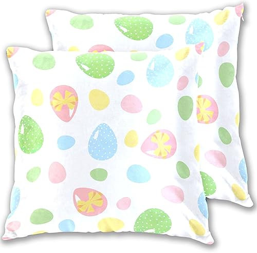 FRODOTGV Kissenbezug mit Ostermuster, niedliche bunte Eier, Schwangerschaftskissenbezug, mit Reißverschluss, 100 % Baumwolle, 45,7 x 45,7 cm