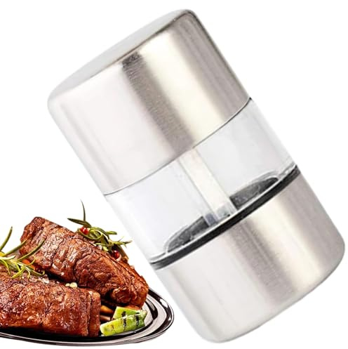 Moulin à sel, Moulin à Poivre, Moulin à sel Manuel en Acier Inoxydable, réutilisable, Petit Moulin à Poivre Rechargeable, broyage Facile, Moulin à Poivre Portable pour la Maison et Le Restaurant