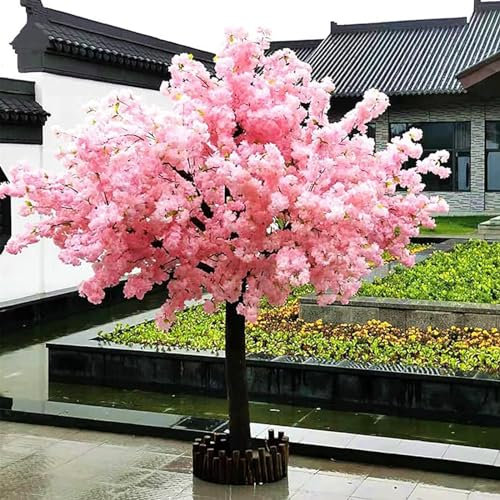 DDZJTPP Rosa Kirschblütenbaum Große Simulation Künstliche Kirschblütenbaum Seidenblume Für Hochzeitsveranstaltung Indoor Outdoor Party Restaurant,Round-1.2x0.8m/3.9x2.6ft