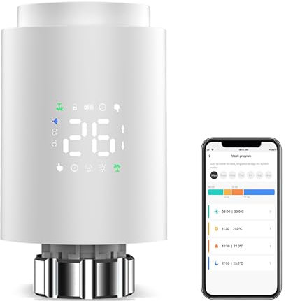 Valvola termostatica intelligente per radiatore: valvola termostatica programmabile, termostato Zigbee per regolazione della temperatura, controllo tramite app, hub Tuya Zigbee richiesto, Bianco
