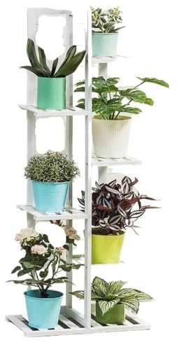 Blumenständer Blumenregal Blumenbank Holz-Pflanzenständer Für Den Innenbereich, Hohes Pflanzenregal, Outdoor-Pflanzenregal Für Mehrere Pflanzen Pflanzenständer Blumentreppe Pflanzenregal ( Color : Whi