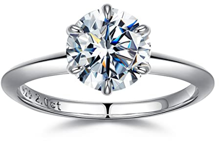 TINGN Verlobungsring Damen Geschenke für Frauen - Solitär 925 Sterling Silber Moissainte Ringe D Farbe VVS1 Silberringe Eheringe Ringe Hochzeit Verlobung Geschenk für Frauen Mama Gattin Freundin