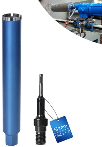 1 ¼'' Diamantbohrkrone Ø52mm mit SDS-PLUS, Kernbohrer f. Beton Granit | L 460mm, mit 10mm Turbo, Dosensenker Nass-/Trocken Bohrkrone für Kernbohrgeräte Lasergeschweißte zum Marmor Stein Mauerwerk