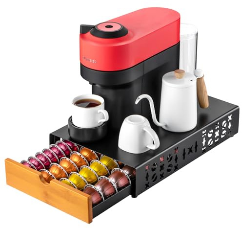 FlagShip Support de dosettes de café Vertuo en métal noir compatible avec toutes les tailles de dosettes Vertuo