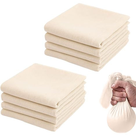 100% Unbleached Pure Cotton Muslin Cloths - 8PCS Cheese Cloths for Straining, Nut Milk Bag Reusable, 50 x 50cm, Food Strainer for Butter, Nut Milk