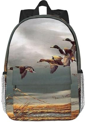 MISTRARA Jagd fliegende Wilde Enten 15 Zoll Leichter Rucksack Laptop Rucksack Wanderrucksack Sportrucksack, Schwarz , One size