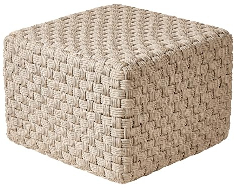Beliani Outdoor Pouf Kunststoff beige 50 x 50 cm quadratisch handgewebt für Garten Nalli