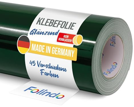 FOLINDO Möbelfolie Selbstklebend 621 060 Dunkelgrün Glanz Vinyl 5m x 63 cm - Klebefolie für Möbel und Küche, Küchenfolie