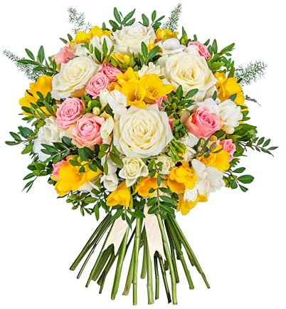 Rose et Freesia - Fleurs fraîches pour le lendemain - Bouquets d'occasion - Cadeau d'anniversaire - Superbe fleur pour une journée spéciale - Fleurs pour la fête des Mères