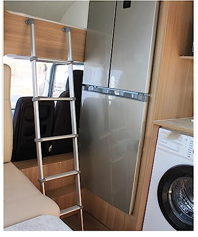 60-Zoll-Etagenleiter, bodenstehende Seitenleiter aus Aluminium für Einzelbetten, 5 Stufen mit Haken und Beschlägen, platzsparende Sicherheitstrittleiter