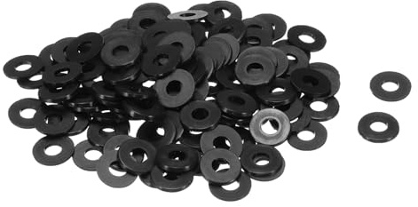 QUARKZMAN 120 Pcs Arandelas Planas, Pasacables de Nylon M4 4Mm Id 10Mm Od 1Mm de Grosor Arandela Lisa Arandelas de Goma Plástica Junta de Hoja de Fijación Espaciador de Sellado Anillo, Negro