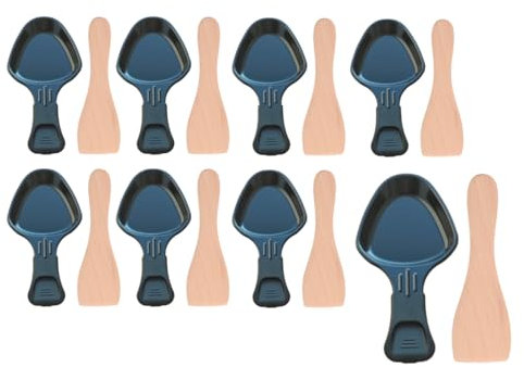 Multifunction Frying Pan - Mini Set of Non-Stick Wood - Portable Raclette Grill Wok - Ideal for Melted Cheese and User-friendly Cooking (8)