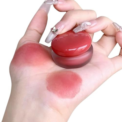 Rubor en Crema Labios y Mejillas, Pot de Pudín Coreano con Aplicador en Barra, para Difuminar Labios y Mejillas, Pot de Bálsamo Labial o Rubor para Maquillaje Multiusos(#01 with applicator stick)