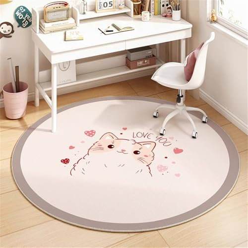 Odot Tappeto Per Sedia Da Ufficio, Tappeto Salvapavimento Antiscivolo per Pavimenti In Legno o Piastrelle Salvapavimento Protettivo Sedute Con Ruote Rotelle Lavoro Gaming (Gatto rosa,100 * 100cm)