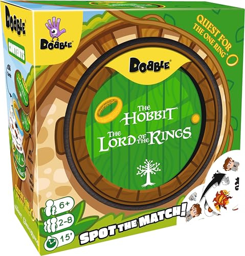 Asmodee Dobble Herr der Ringe – Suche nach dem einen Ring, Familien-Kartenspiel, ab 6 Jahren, für 2–8 Spieler, 15 Minuten Spieldauer