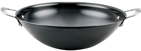 Anolon Everlast N2 Carbon Steel Wok/Stir-Fry Pan, Compatible with All Cooktops, Metal Utensil Safe, 14 Inch - Black