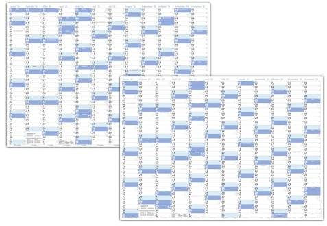 XL Wandkalender DIN A1 2026 + 2027 blau, nass abwischbar Format 59,4 x 84,1cm Jahresplaner Wandplaner Kalender werden gerollt versendet