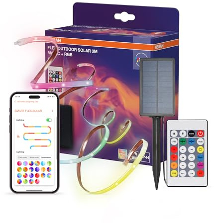 Osram FLEX OUTDOOR SOLAR 3M, Magic RGB RC IP44 | Flex Outdoor Solar, Ambient Mood Light, Weiß, 30000 h, 1-Pack