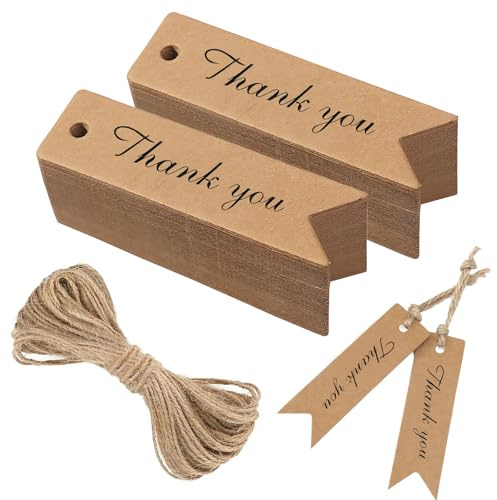 Geschenkanhänger Danke 100 Stk Anhänger Papier Geschenkanhänger zum Beschriften Etiketten Kraftpapier Papieranhänger Anhänger 7 x 2 cm