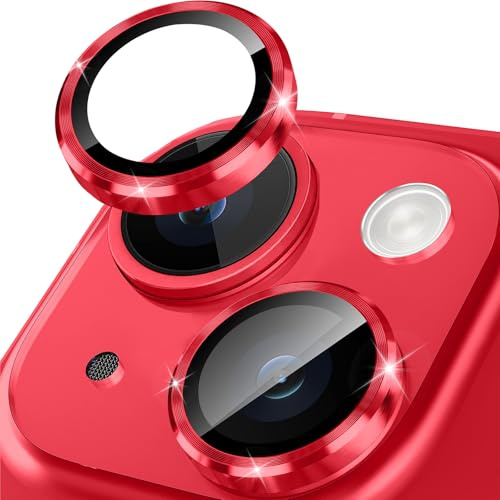 Happtkey Camera Protection for iPhone 13 Mini, 9H Tempered Glass for Rear Camera Cover, Individual Lens Protection Film with Aluminium Alloy Metal Ring, Camera Lens Protector Phone Accessories