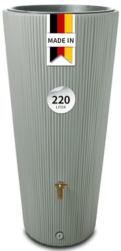 4rain Vaso Decor 2in1 bepflanzbare Regentonne 220 Liter Agave inkl. | Pflanzschale stilvolle Form für den Garten natürliche Farbwirkung mit klarer Linie stimmige Lösung für Regenwassernutzung