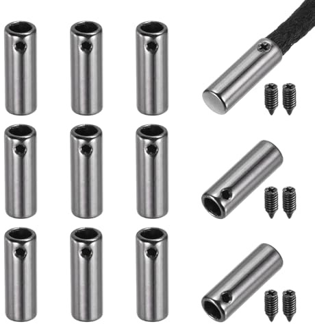 PATIKIL 12 st skosnöre spetsar, 20 mm metallaglets skor spetsband ändspets lock ersättning med skruv för kanvas sneakers gör-det-själv kläder strängar, ljussvart