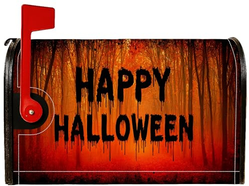 Fundas magnéticas para buzón de Halloween, espeluznante y festiva sangre de bosque para Halloween, color naranja, para decoración al aire libre, 45,7 x 53,3 cm