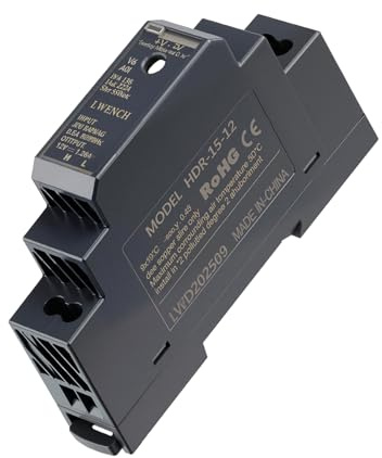Alimentation sur Rail DIN 12V 15W Alimentation 12V DIN | avec Sortie DC 1.25A Entrée 100-240V AC 50/60 Hz Transformateur Sur Rail DIN pour Automatisation Industrielle et Domestique