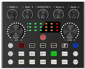 Mezclador de audio, Tarjeta de sonido BM800 V8S Juego profesional Micrófono condensador estudio Mic for grabación podcasts y transmisión en Para estudio de karaoke(Bianco)