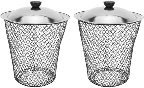 Yardenfun Compostiera Interrata a Vermi 2 Pezzi: Bidone Della Spazzatura in Metallo con Coperchio - Bidone Del Compost per Esterni, Del Compost per Aiuole E Uso Domestico