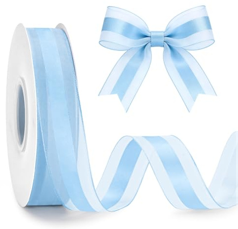 G2PLUS Nastro in Organza Azzurro: 25mm x 50yarde