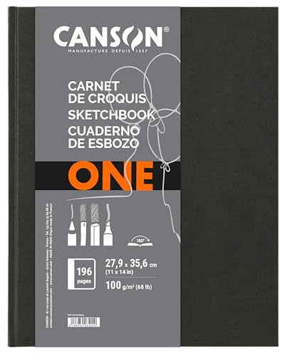 Canson ArtBook ONE - Blocco da disegno, 27,9 x 35,6 cm, con 98 fogli di carta da disegno da 100 g/m², bianco