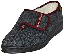 Intermax - Zapatillas de ir por casa para mujer con cierre de velcro, color gris, talla 37