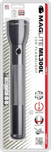 Maglite ML300L LED 3-Cell D Flashlight, Gray