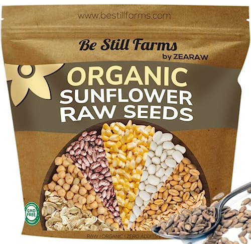 Be Still Farms Organic Raw Sunflower Seeds Shelled (4.8lb) - Unsalted Sun Flower Kernels Bulk Not Roasted Nut Free - Ideal for Salad, Butter, Healthy Snacks - USDA Certified - Vegan - Non-GMO