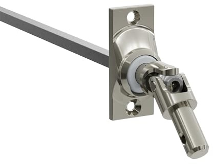 DIWARO.® | Rolladen Gelenklager G019, 45 Grad Umlenkung, Grundplatte 22 x 52 mm mit 2 Befestigungslöcher, Kurbelzapfen Anschluss 9,9 mm, Antrieb zum Rolladengetriebe 6 mm Vierkant.