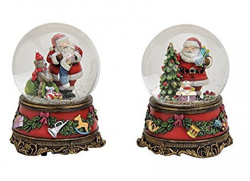 Spieluhr Schneekugel Weihnachten Xmas-Schneekugel 15 cm mit Musik Weihnachtsmann nostalgisch