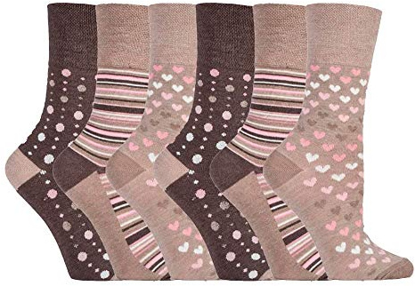Gentle Grip Sock Shop 6 Pairs Ladies Loose Soft Top Non Elastic Bamboo Socks (4-8 UK, SOLRM34)